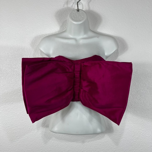 Nasty‎ Gal Cropped Top Bow Women's 0 Pink Stretch Sleeveless Off Shoulder - Picture 1 of 13